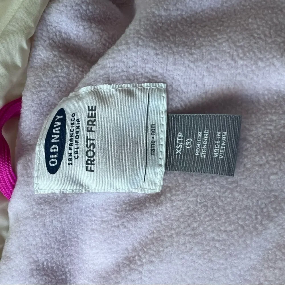 Old Navy Puffer Vest in Off White / Purple XS Girls 5 EUC